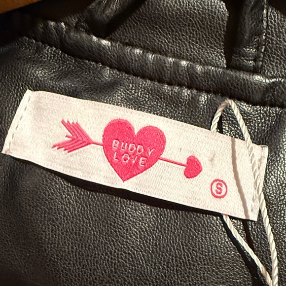 Buddy Love Black Pleather Jacket with White Stars - Picture 2 of 3